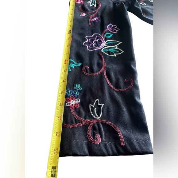 Vintage Koret Womens Jacket Sweater Faux Suede Floral Embroidery Size L - Picture 9 of 10